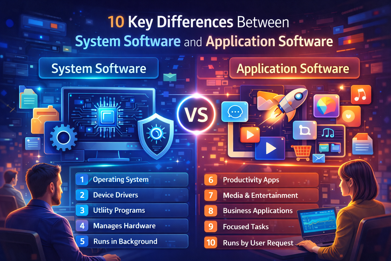 10 Key Differences Between System Software and Application Software