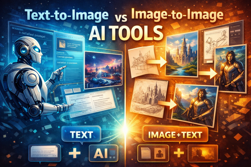 Text-to-Image vs Image-to-Image AI Tools : Free to use